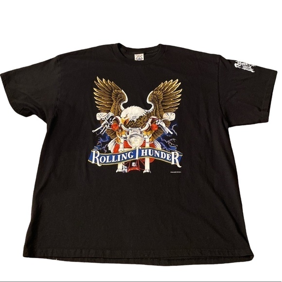 🌟 Rolling Thunder Eagle Motorcycle Biker Black T Shirt 
Size 2XL. - Picture 1 of 8